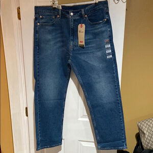 Levi's Blue Straight Jeans with Distressed Details